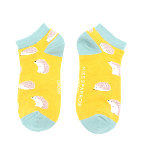 Cute Hedgehogs Trainer Socks Yellow