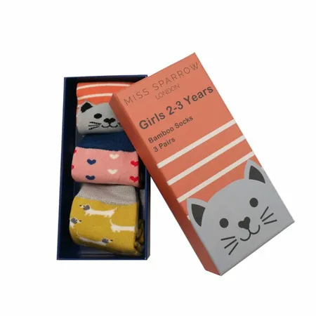 Miss Sparrow Girls 2-3 Years Cat and Dogs Socks Gift Box