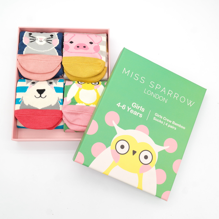 Miss Sparrow Girls 4-6 Years Animal Socks Box