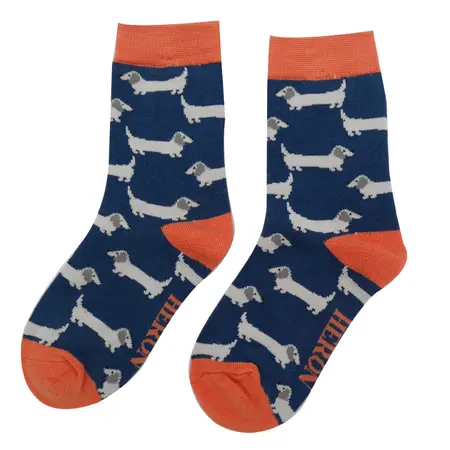 Miss Sparrow Boys Sausage Dogs Socks Navy 2-3Y