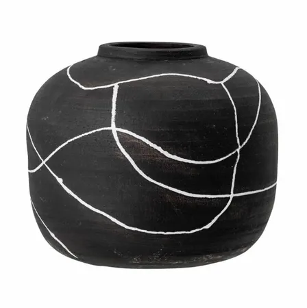 Niza Deco Vase, Black, Terracotta