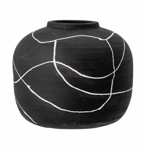 Niza Deco Vase, Black, Terracotta