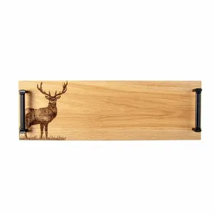Oak Tray Black Handles Stag