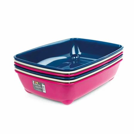 P/Face Cat Litter Tray Small Blue/Grey/Pink 37cm