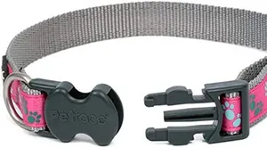 Petface Cerise/Grey Paws Dog Collar XSmall