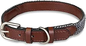 Petface Herringbone Leather Collar Medium