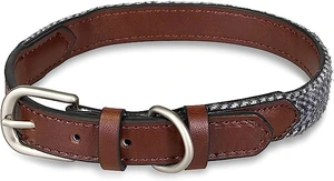 Petface Herringbone Leather Collar Small