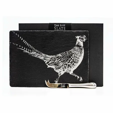 Slate Cheese Board & Knife Gift Set - Pheasant