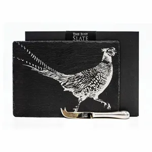 Slate Cheese Board & Knife Gift Set - Pheasant