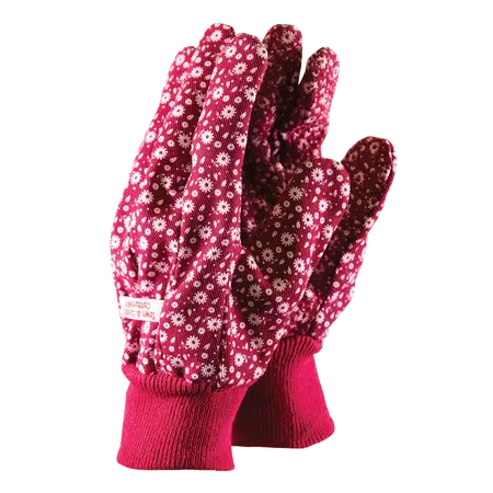 T&C Cotton Grip Gloves Red Medium