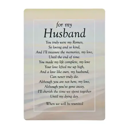 W B & Co Graveside Memorial Cards - For My Husband