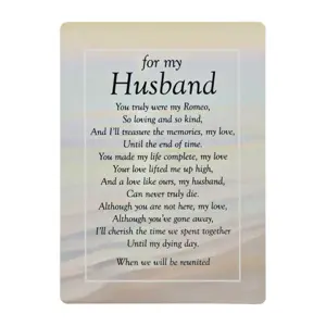 W B & Co Graveside Memorial Cards - For My Husband
