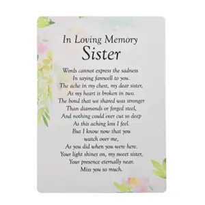 **MULTI 12** Graveside Cards - In Loving Memory Sister