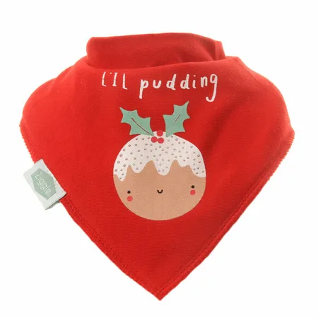Red Christmas Pudding Print Bib